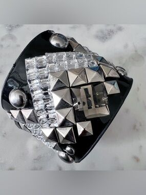 Stud and Sequin Cuff Bracelet